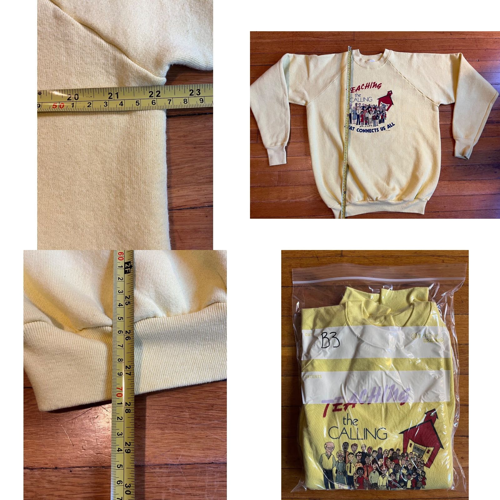 Fruit Of The Loom VINTAGE Fruit of the Loom Sweatshirt Men XL Yellow 90s Logo Graphic Print University Teacher Quote Size US XL / EU 56 / 4 - 8 Thumbnail