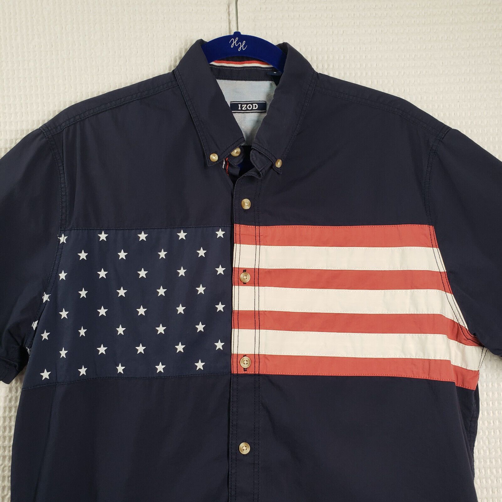 Izod Izod American Flag Button Down Shirt Mens Medium Blue Size US M / EU 48-50 / 2 - 7 Thumbnail