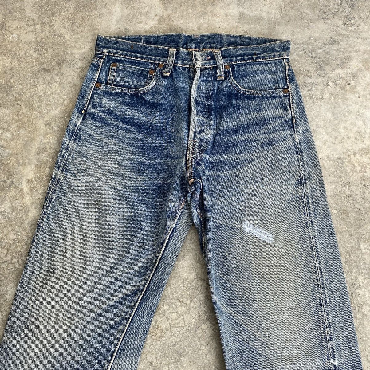 Denime Vintage 90’s Denime Faded Blue Distressed Selvedge Jeans Size US 29 - 4 Thumbnail