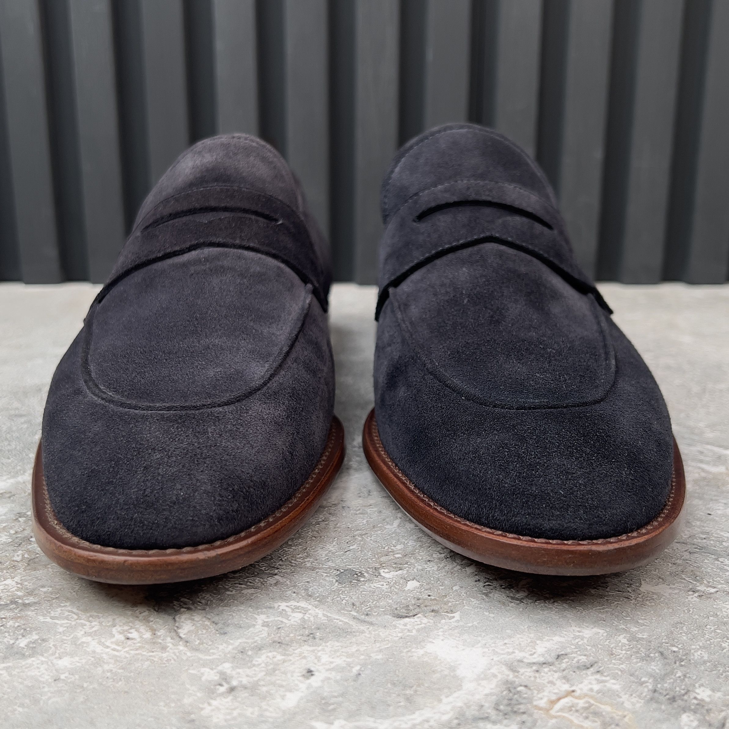 Louis Vuitton Kensington Loafers Penny Navy Blue Suede Size US 8.5 / EU 41-42 - 8 Thumbnail