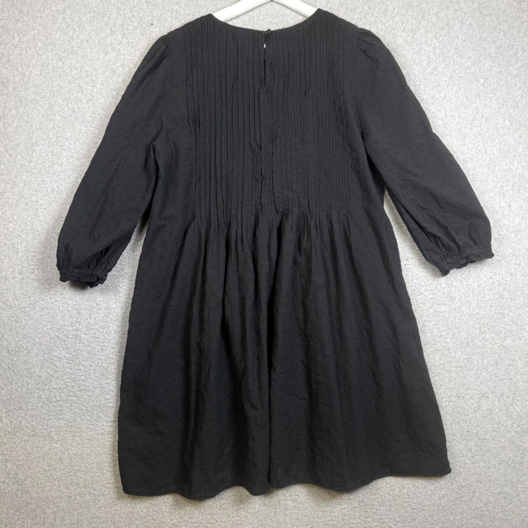 Madewell VINTAGE? Madewell Women's Embroidered Pintuck Mini Dress Black L-Size Knee Length A-Line Dress Womens Large Black Size L / US 10 / IT 46 - 6 Thumbnail