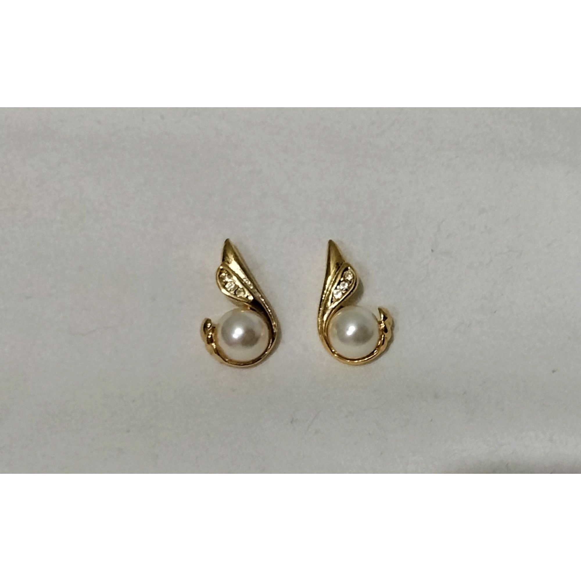 Other Gold Tone Swan Faux Pearl Stud Earrings Glass Rhinestones Je Size ONE SIZE - 14 Thumbnail