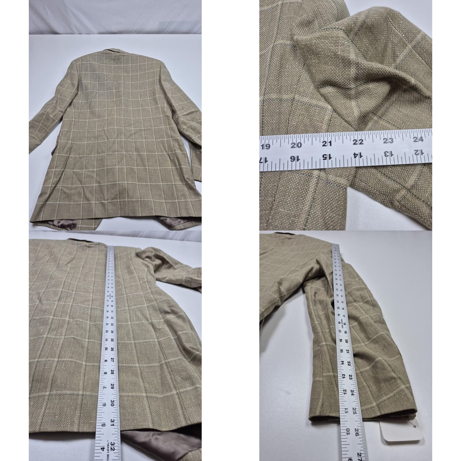 Vintage VINTAGE Roberto Zanieri Blazer Mens 42L Beige Cotton Wool Linen Italy Sport Coat Jacket Size 42R - 8 Thumbnail