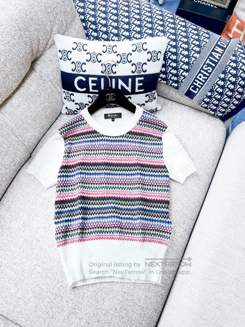 Loro Piana Loro Piana White with colorful stripes cashmere and goat's Size XS / US 0-2 / IT 36-38 - 1 Thumbnail