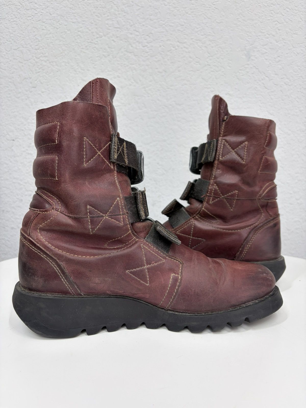 Hedi Slimane Vintage Rick Owens Vibe Leather Combat Biker Boots Archive Size US 6.5 / EU 39-40 - 10 Thumbnail