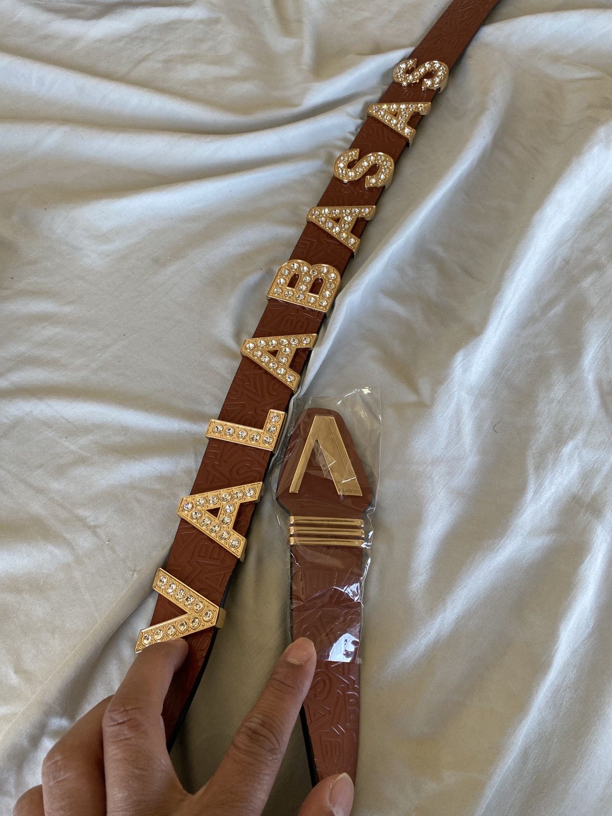 image of Valabasas Bust Down Rhinestones Belt in Brown, Men's