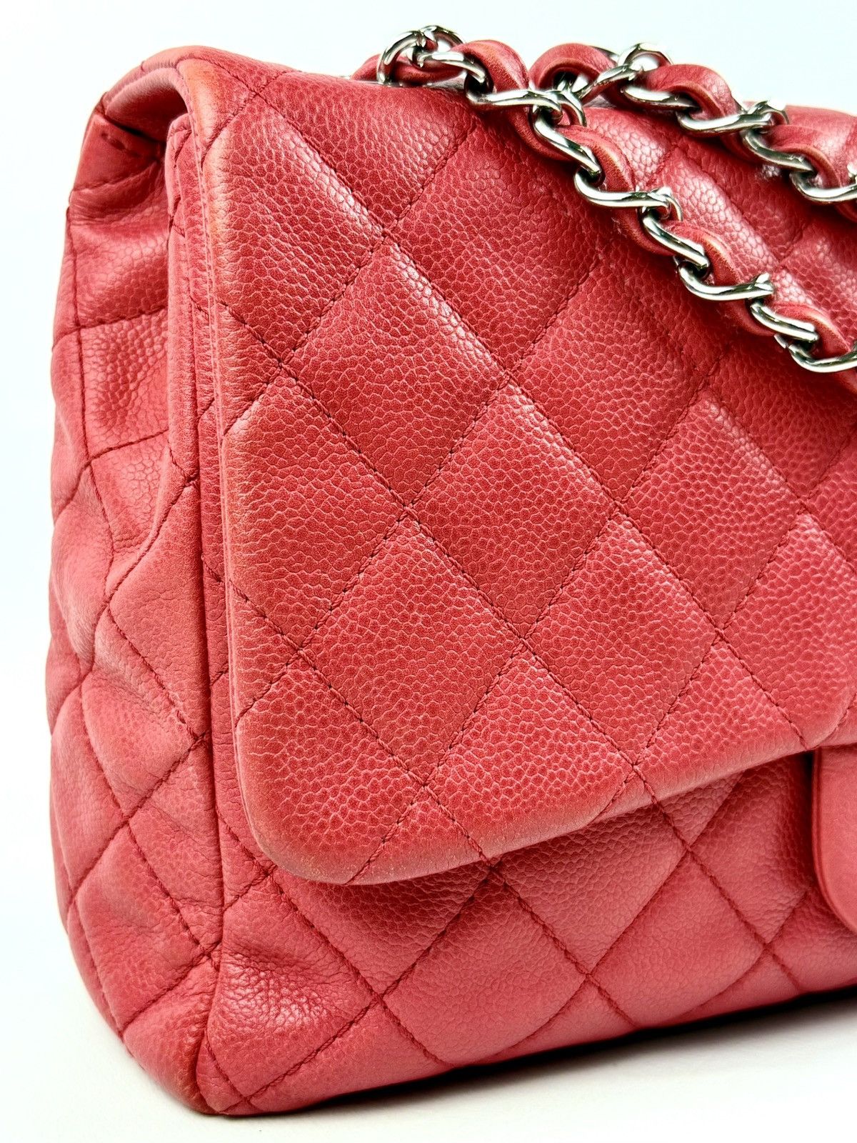 Chanel Chanel - Karl - 2008 - Raspberry Red - Caviar - Jumbo - Flap Size ONE SIZE - 8 Thumbnail