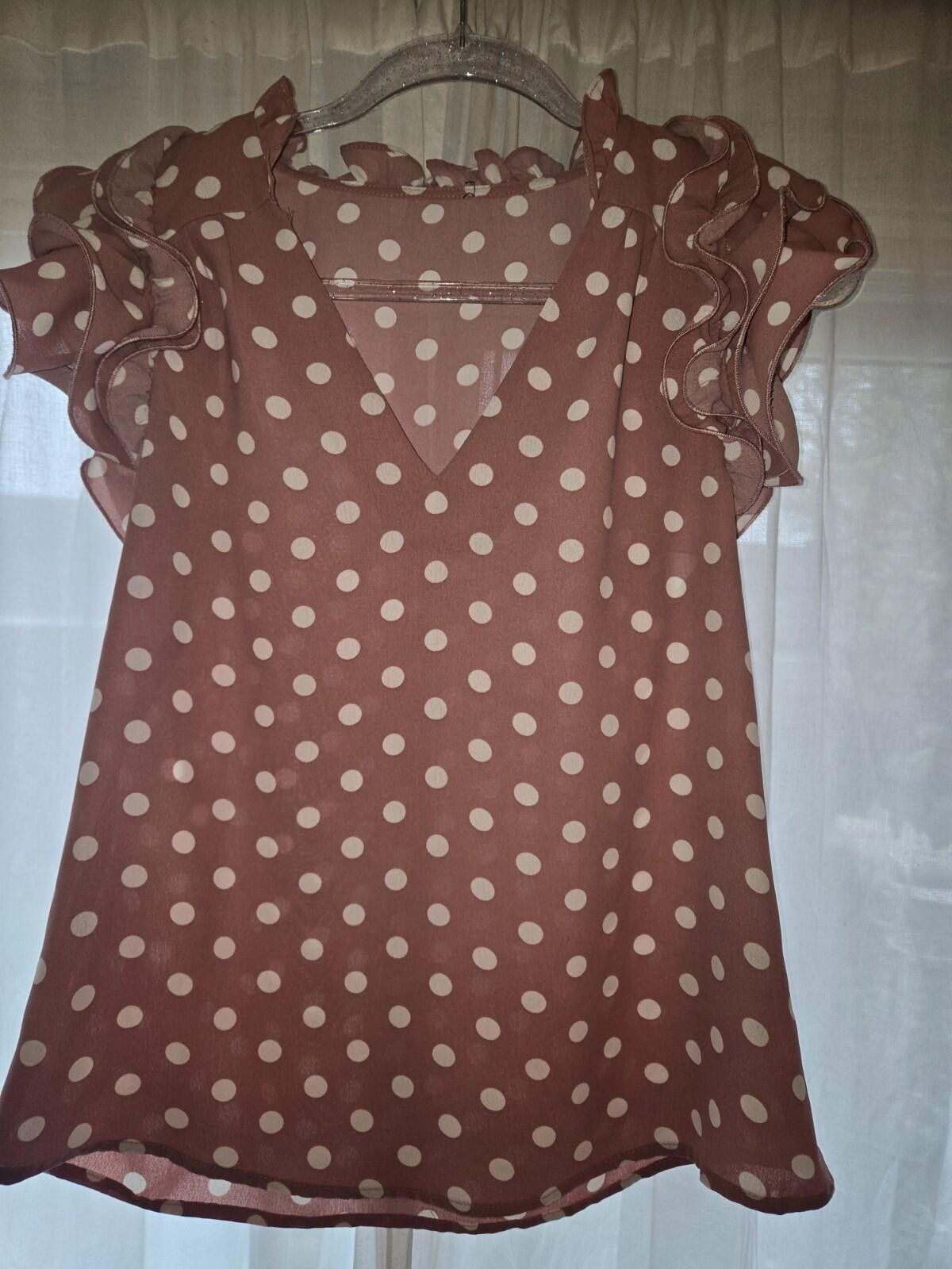 Other Dusty Pink Romantic Size M Polka Dot Ruffles Top Cottage Size M / US 6-8 / IT 42-44 - 1 Thumbnail