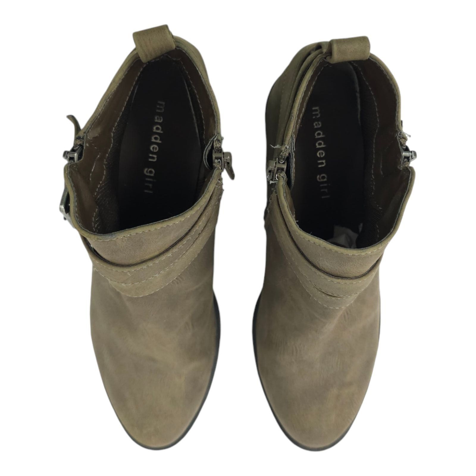 Other Madden Girl Beckk Ankle Boots 7 M Taupe Zip Double Strap Size US 7 / IT 37 - 7 Thumbnail