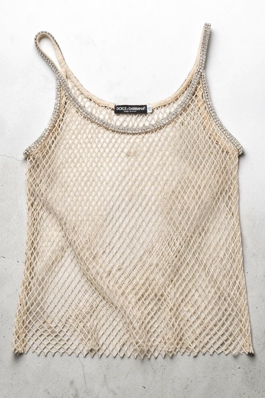 Dolce & Gabbana S/S 2002 Dolce & Gabbana J-Lo fishnet Swarovski top Size M / US 6-8 / IT 42-44 - 1 Thumbnail