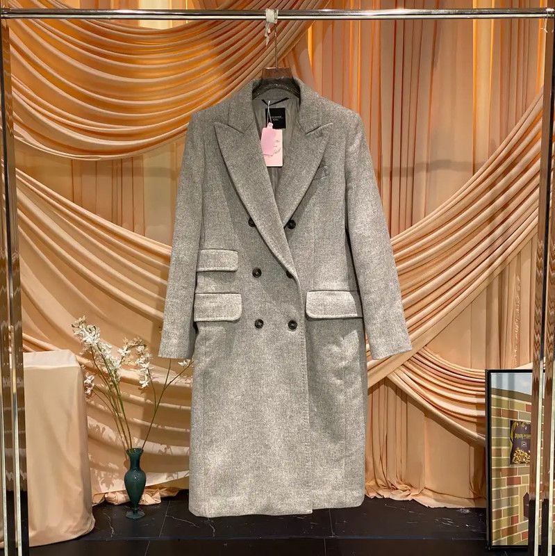 Max Mara MaxMara Gray Cashmere Women's Coat 0089 Size L / US 10 / IT 46 - 1 Thumbnail