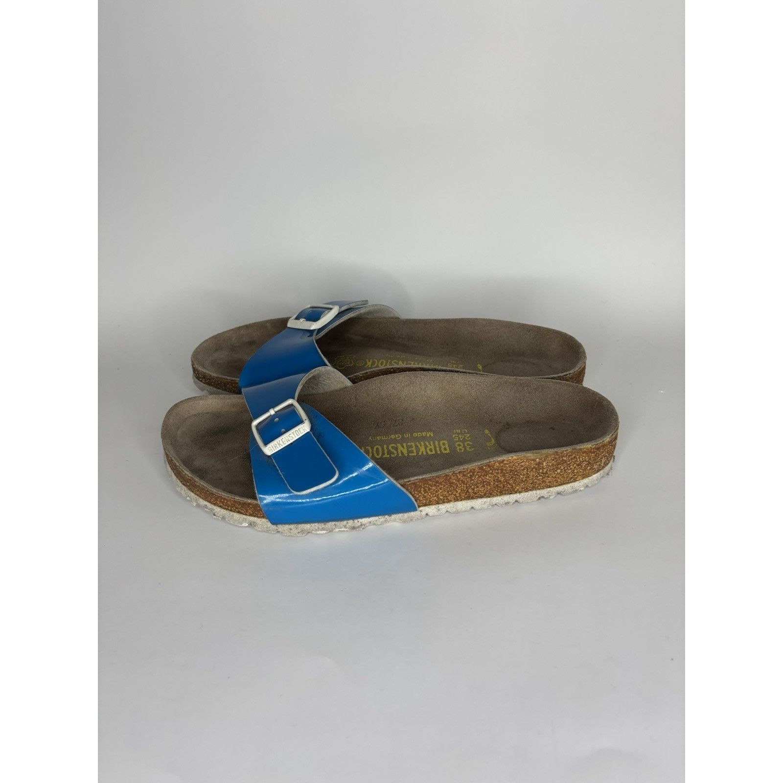 Birkenstock Birkenstock Madrid Blue Patent Leather Slides Sandals Women Size US 7.5 / IT 37.5 - 3 Thumbnail
