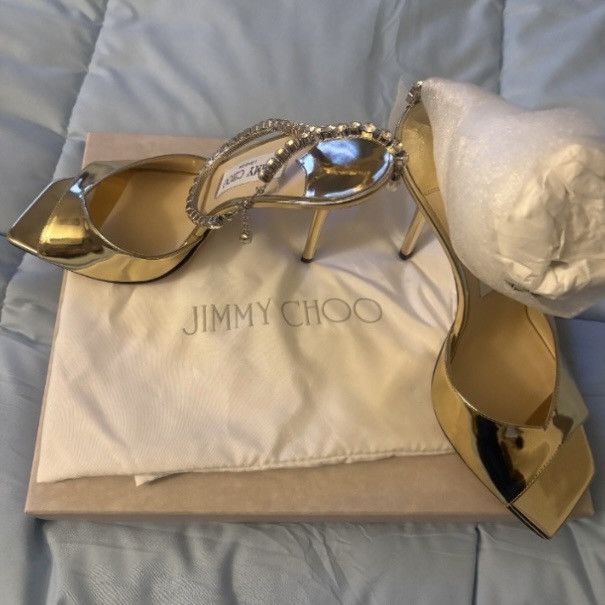 Jimmy Choo Jimmy Choo Saeda 100 Crystal Chain Embellishment Pump Shoes Size US 8 / IT 38 - 3 Thumbnail
