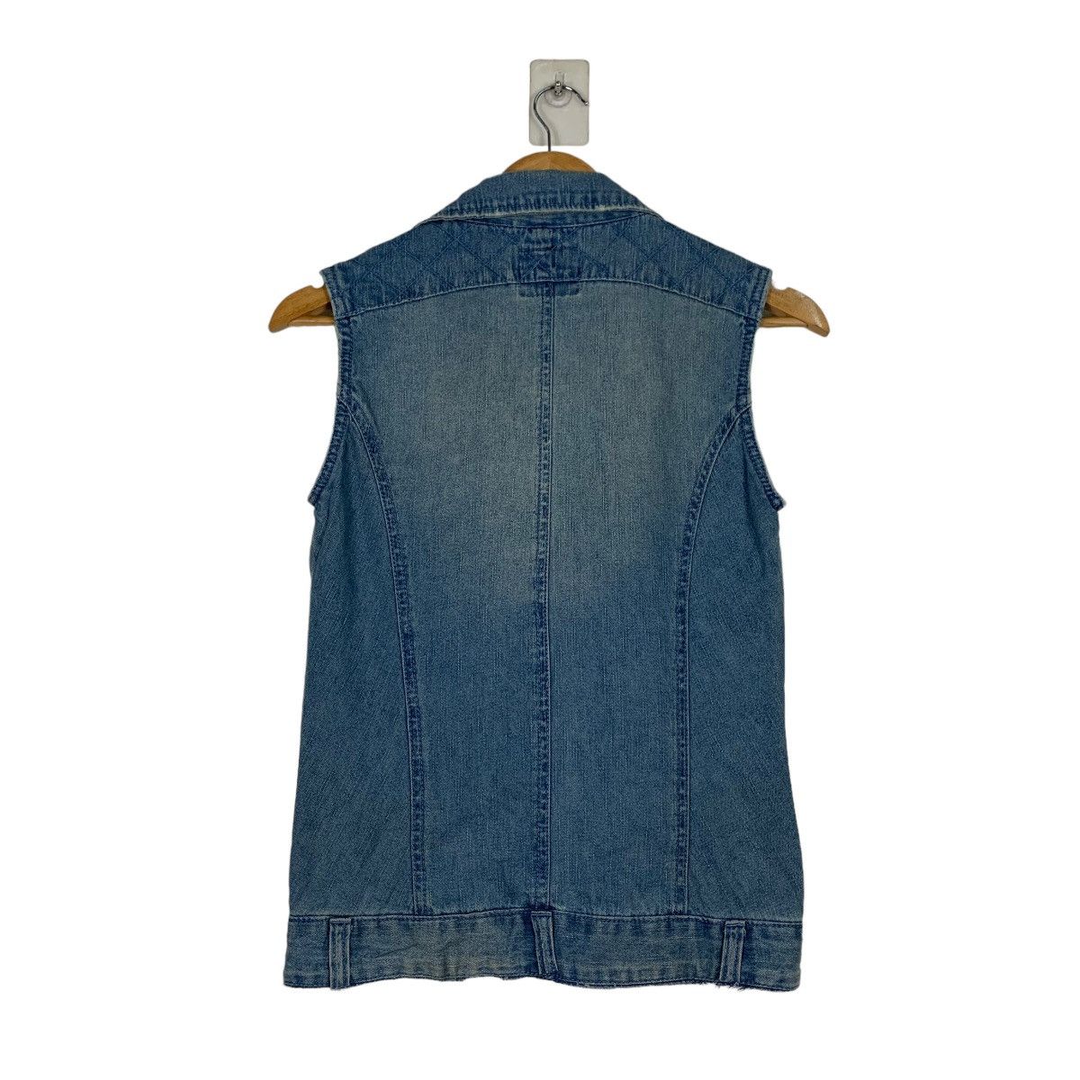 Japanese Brand GLAD NEWS Studded Double Collar Denim Vest #1092-C50 Size XS / US 0-2 / IT 36-38 - 7 Thumbnail