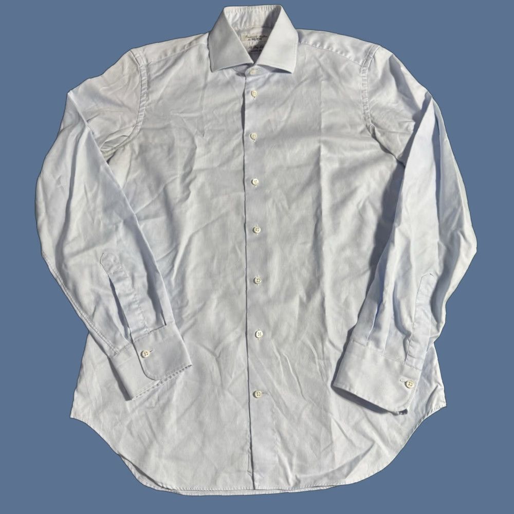 Todd Snyder Dress Shirt Slim 15 Light Blue Men Regular 100% Cotton Button-Front Collared Long Sleeve Cutaway Barrel Cuff N/A