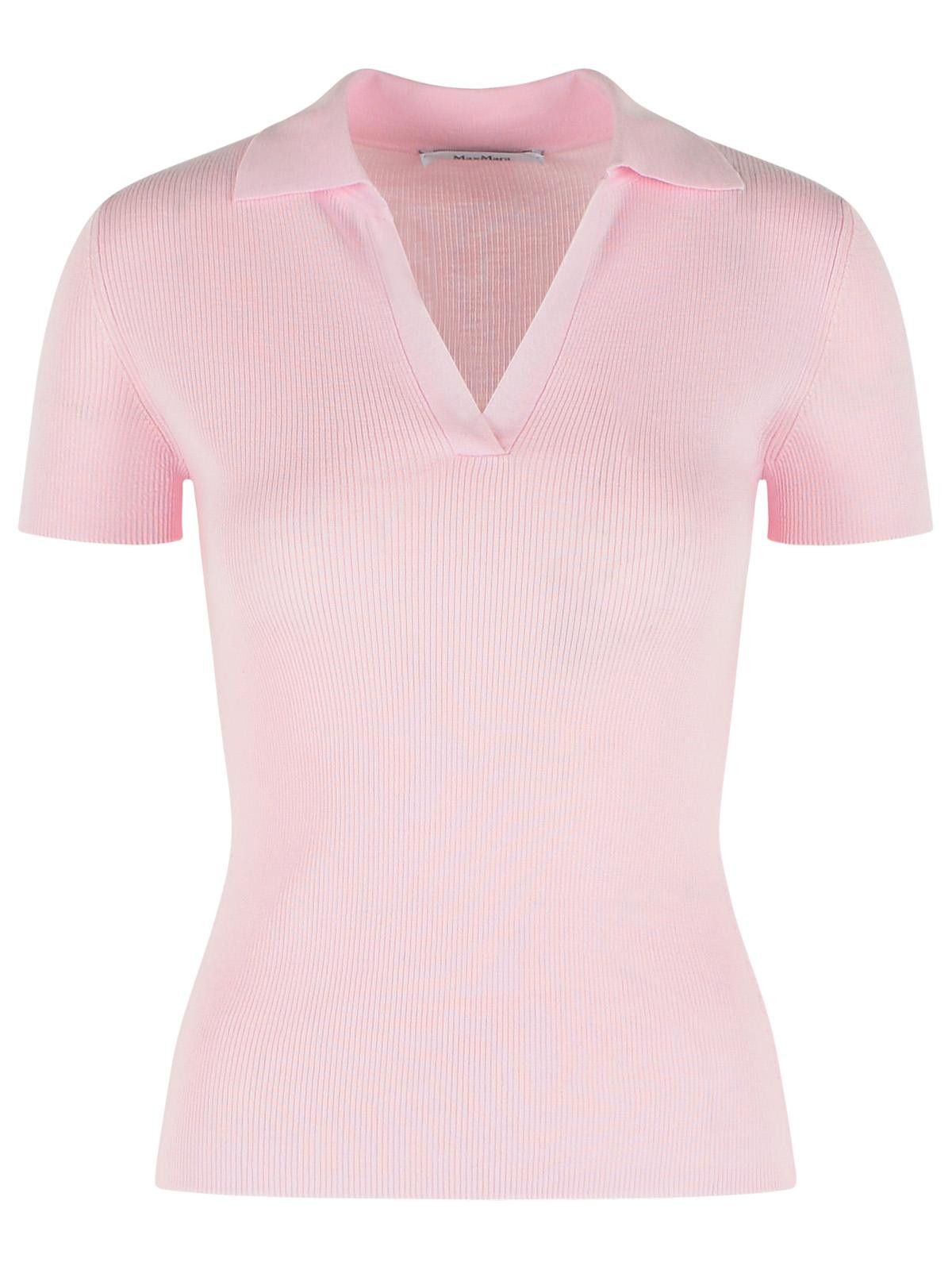 Max Mara MAX MARA 'Albero' Pink Virgin Wool Polo Shirt Size M / US 6-8 / IT 42-44 - 1 Thumbnail