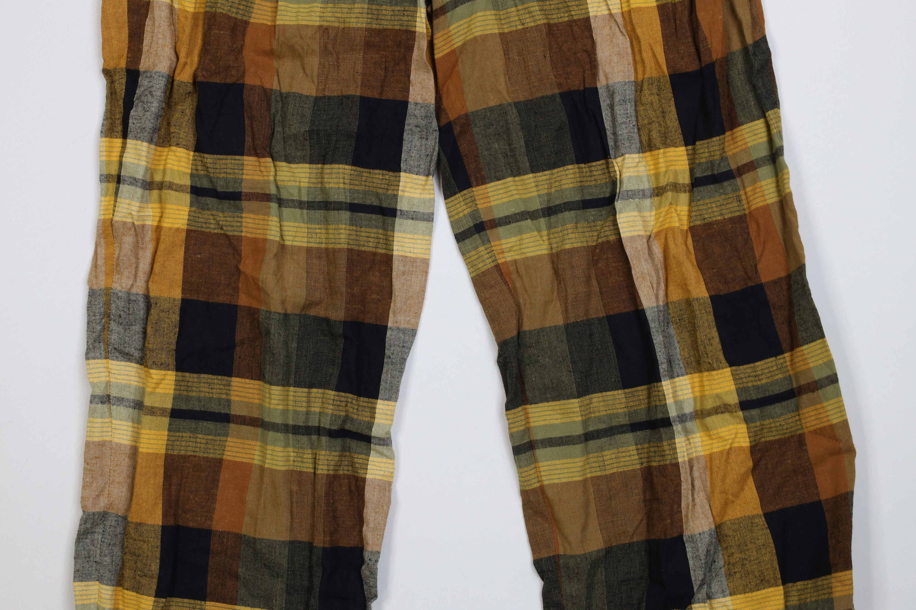 Vintage Vintage 70s Linen Blend Wide Leg Bell Bottoms Pants Plaid Size 26" / US 2 / IT 38 - 3 Thumbnail