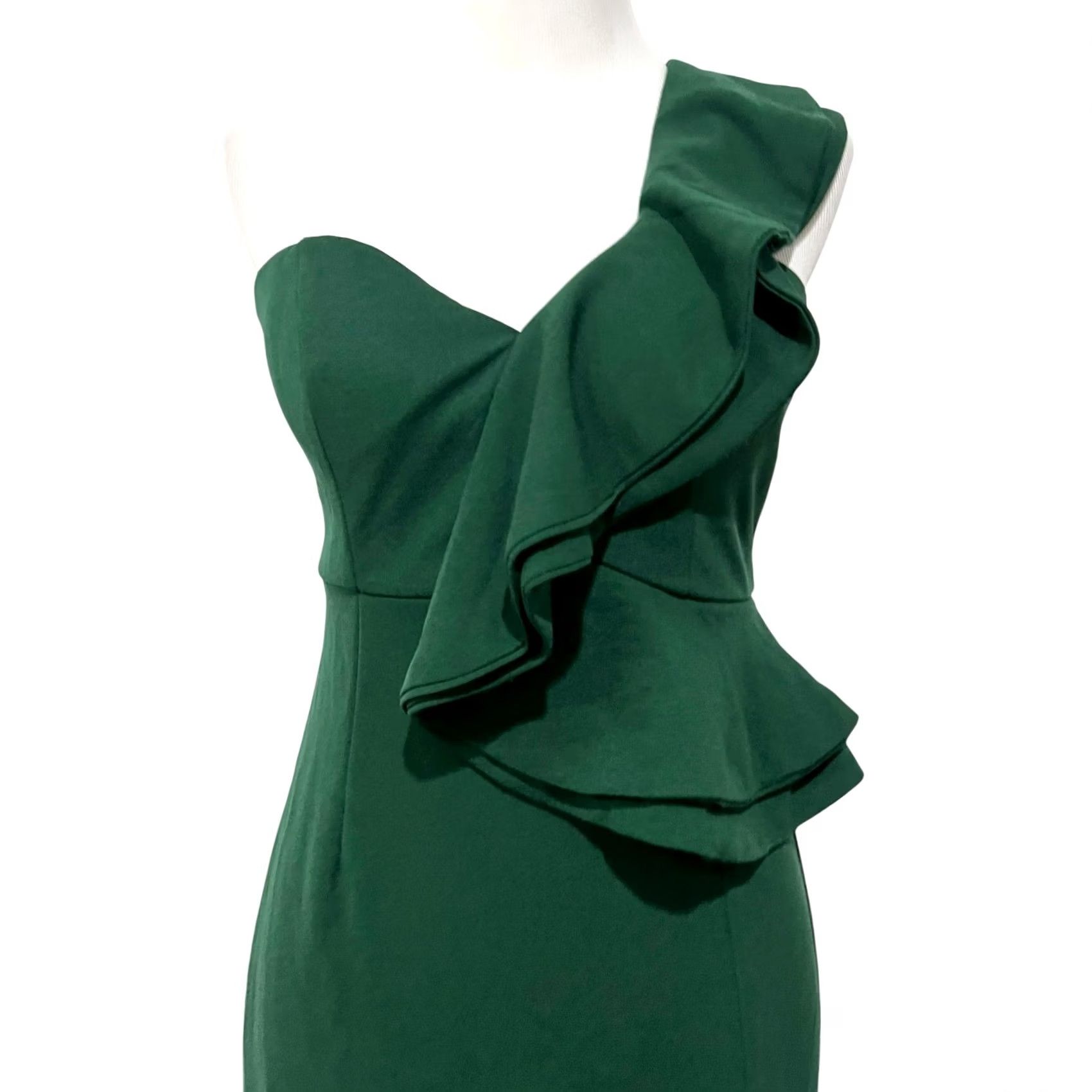 Vintage Hello Molly Caruso One-Shoulder Ruffle Midi Dress Green Size Womens Sz 8 Size M / US 6-8 / IT 42-44 - 3 Thumbnail