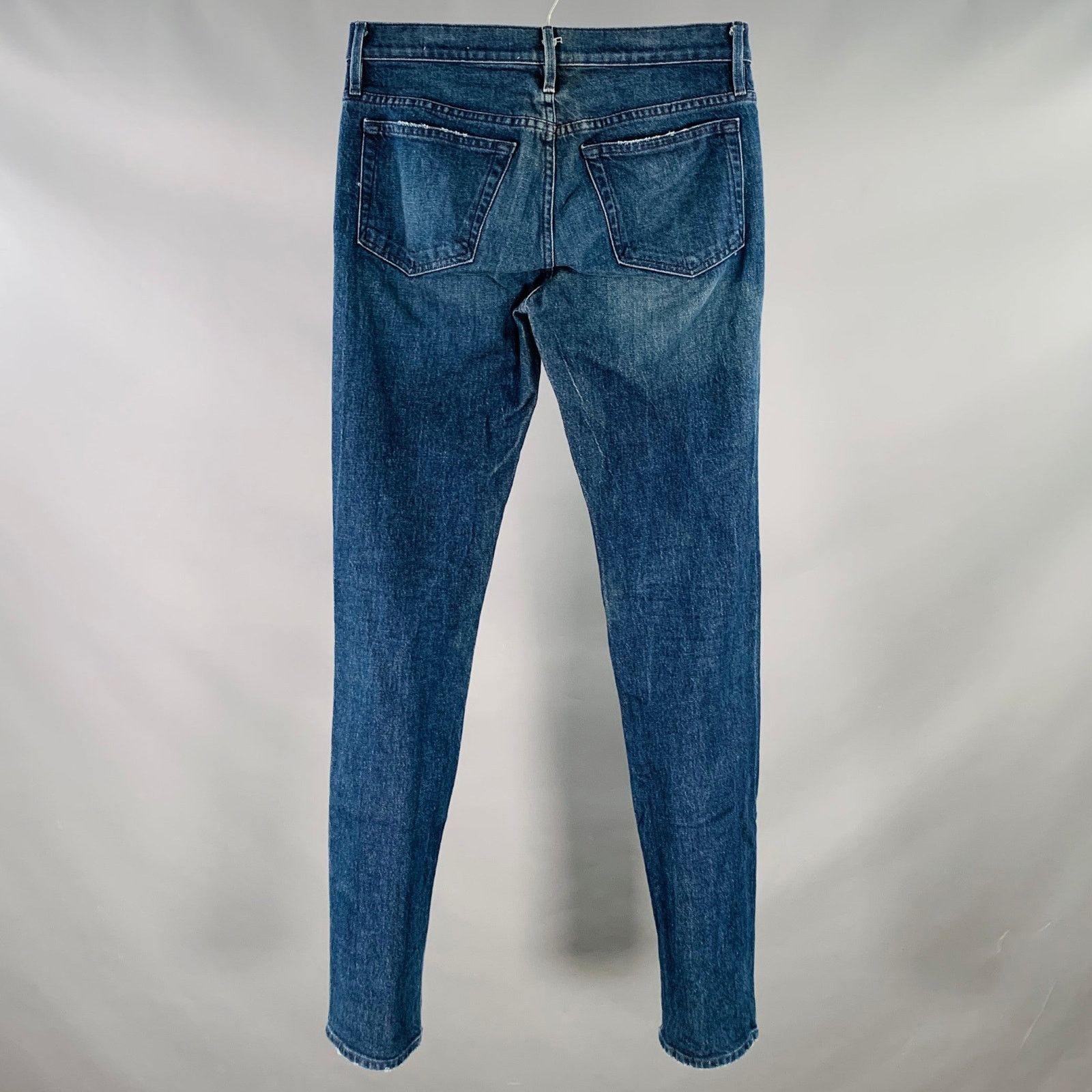 Frame FRAME Ethan Blue Wash Cotton Blend Skinny Distressed Jeans Size US 29 - 2 Thumbnail