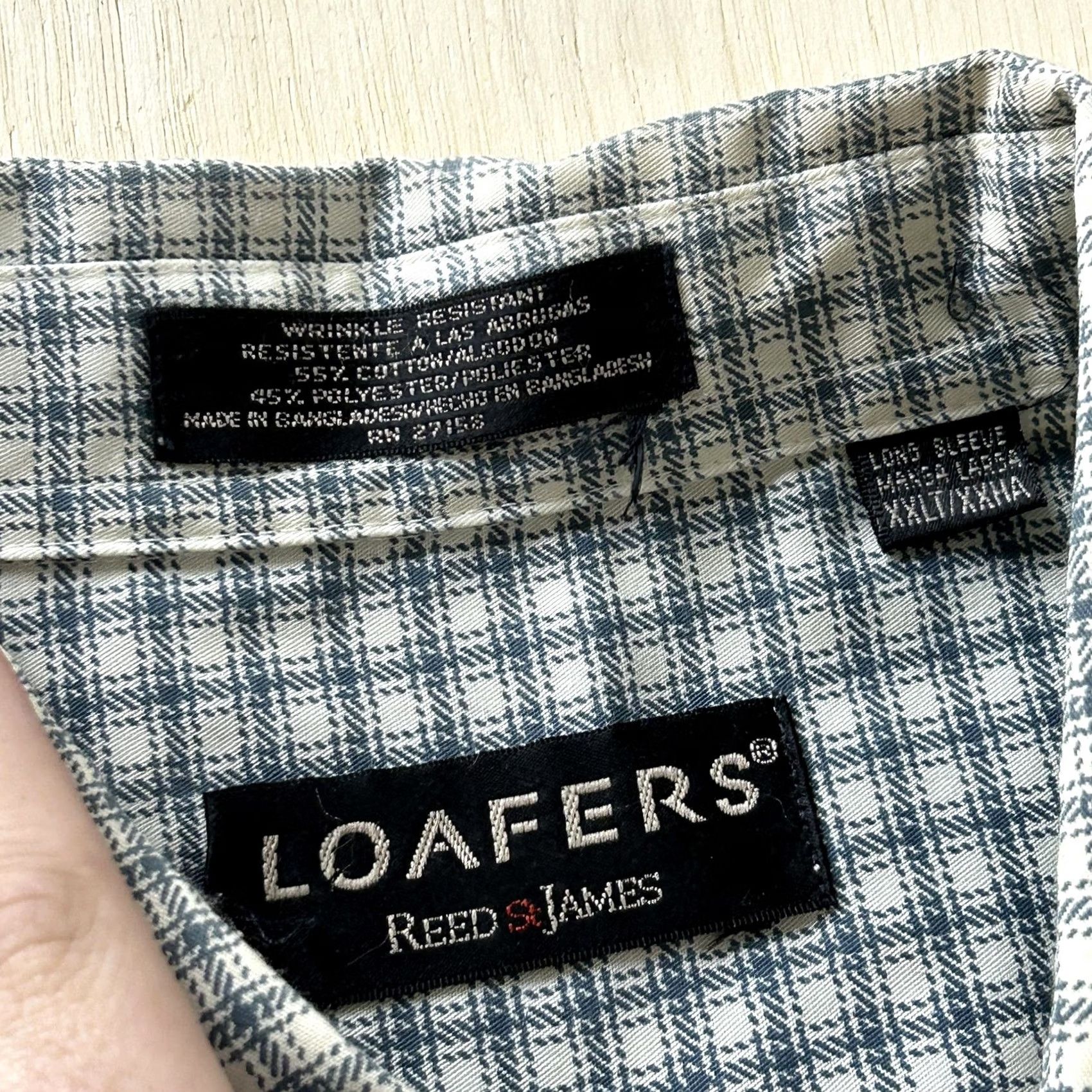 Vintage Loafers Shirt Mens 2XLT Blue Check Long Sleeve Button-Down Wrinkle Resistant Shirt Size US XXL / EU 58 / 5 - 2 Thumbnail