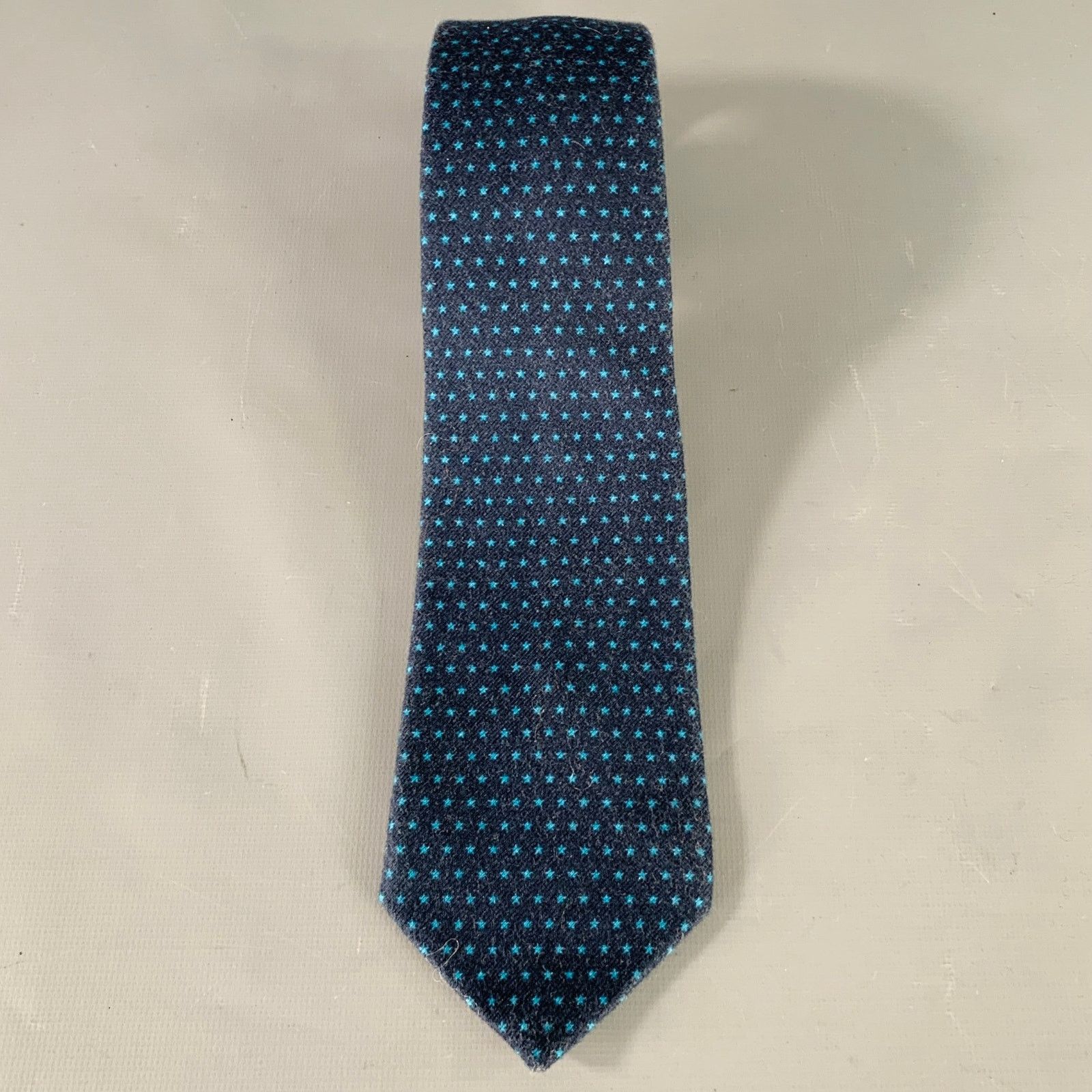 Adam Kimmel ADAM KIMMEL Navy Stars Cotton Skinny Tie Size ONE SIZE - 2 Thumbnail