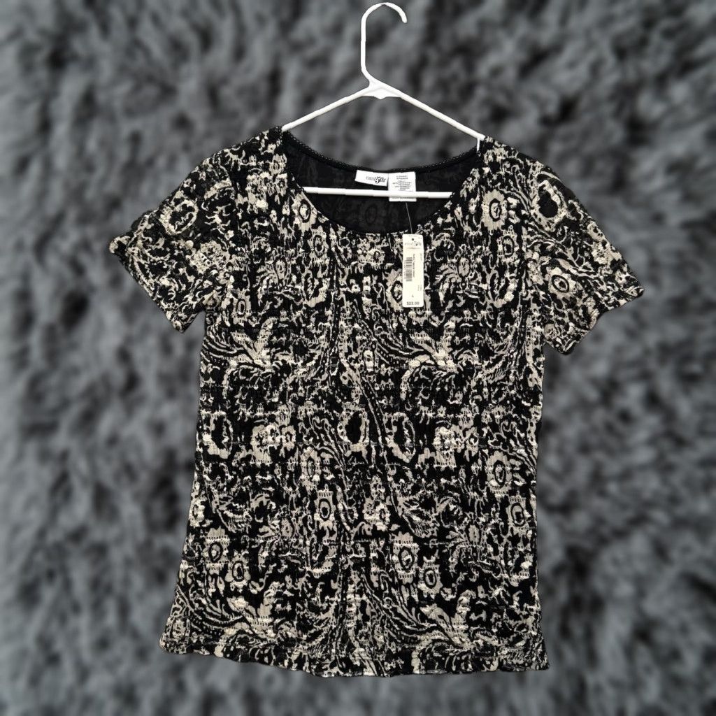 Vintage VINTAGE Y2K Blouse Sz Large Artisinal Boho Chic Jacquard Weave Business Casual East 5th Black L Women Blouse Size L / US 10 / IT 46 - 1 Thumbnail