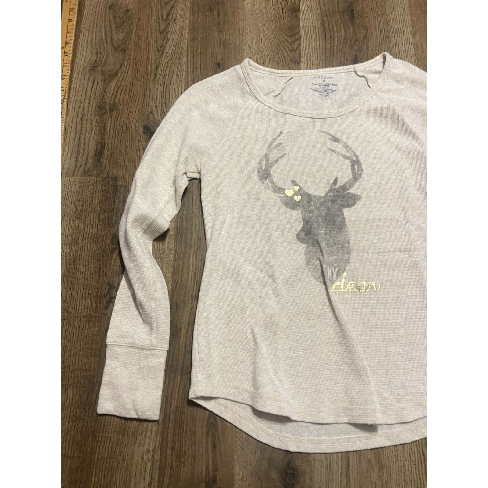 Vintage Sonoma Shirt Womens Small Cream Gray Deer Long Sleeve Shirt Ladies Regular Long Sleeve T-Shirt Casual Fall Spring Summer Basic Modern Vintage: No? Size S / US 4 / IT 40 - 3 Thumbnail