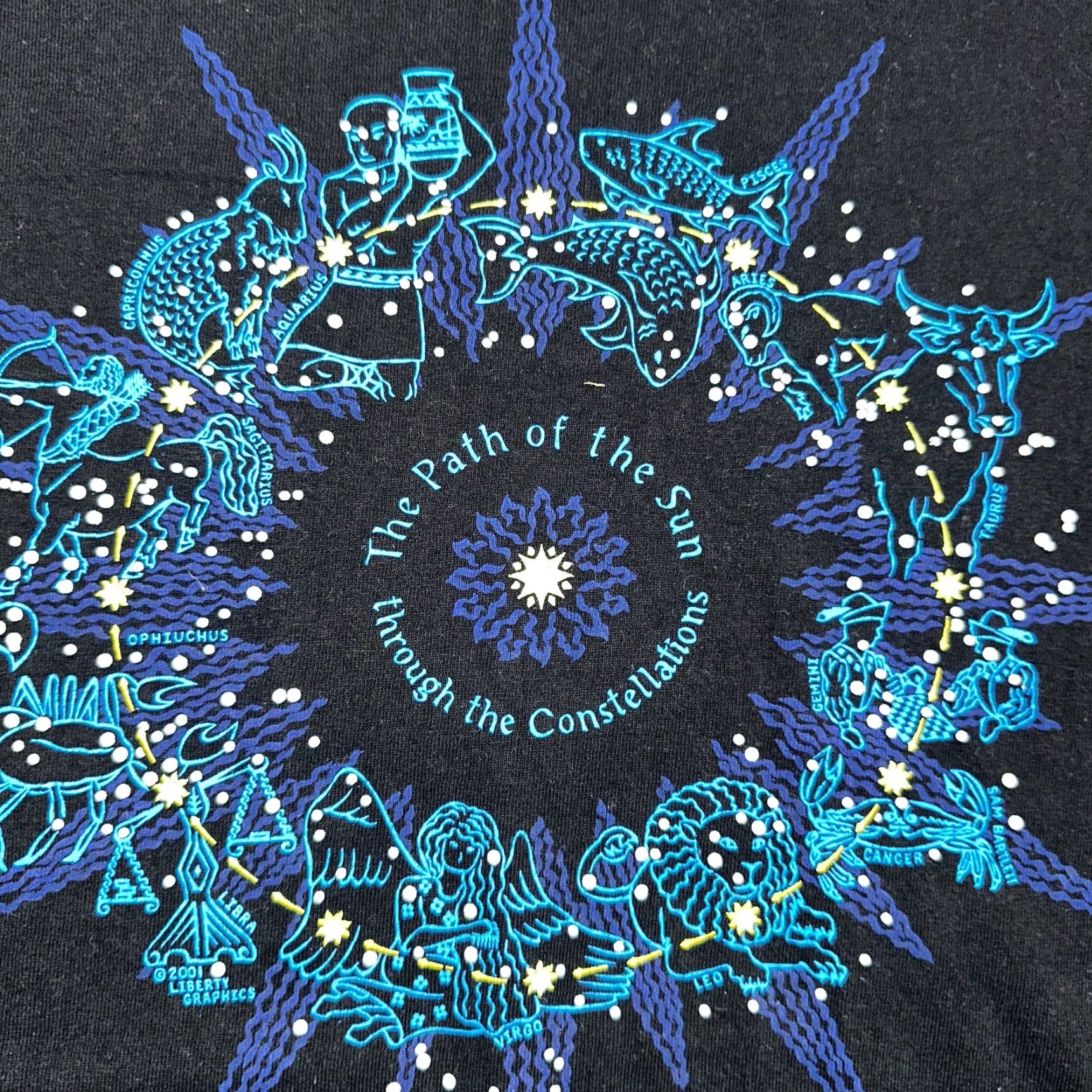 Vintage VINTAGE Pro Delta Constellations T-Shirt Men XL Black Animal Footprints 70s 80s 90s Hippie Retro Size US XL / EU 56 / 4 - 3 Thumbnail