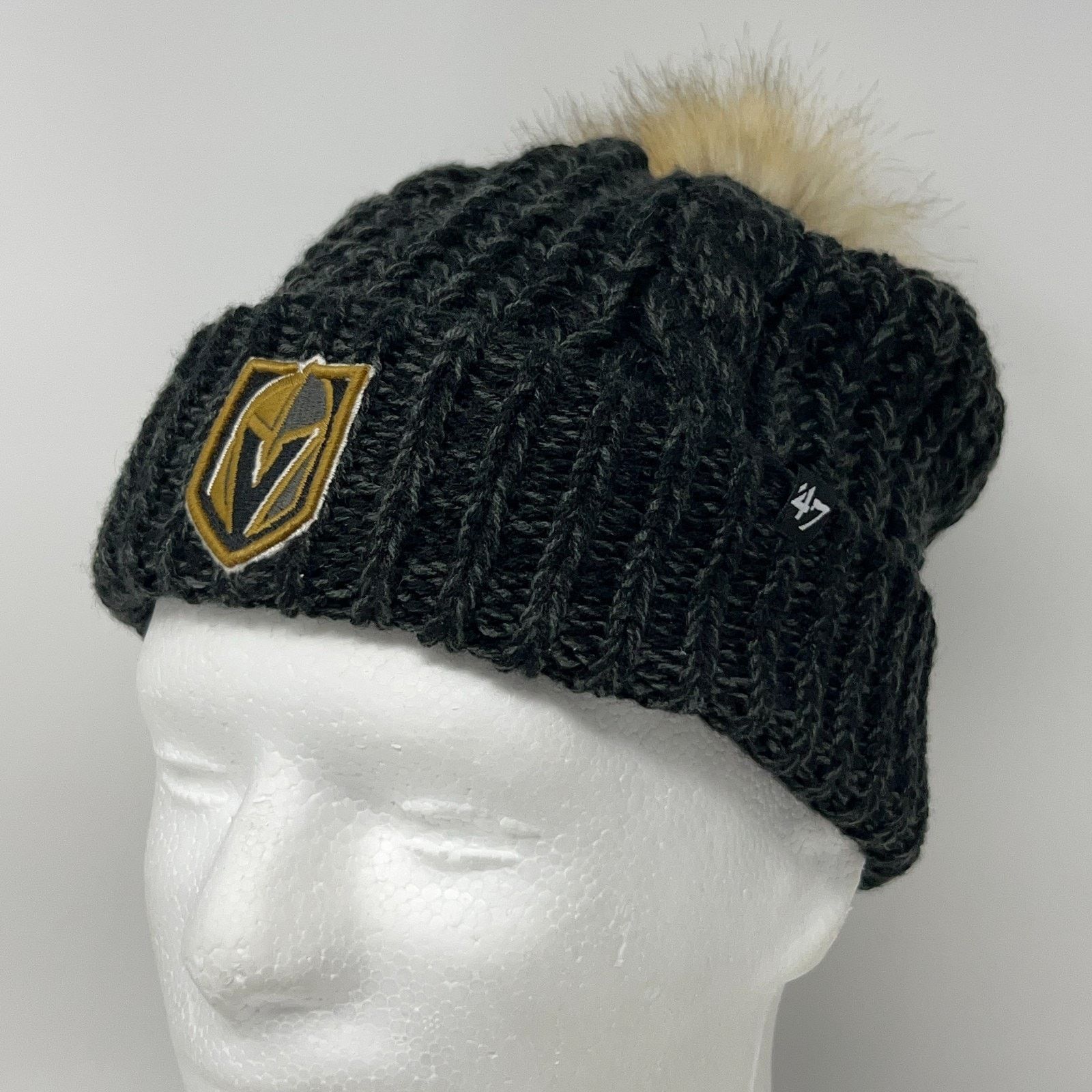 47 Brand Las Vegas Golden Knights Womens Pom Pom Beanie Hat Black 47 Size ONE SIZE - 1 Thumbnail
