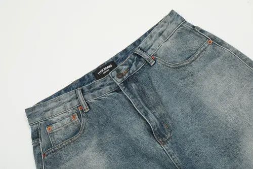VIBE American retro fashion washed wide-leg simple loose jeans Size US 34 / EU 50 - 5 Thumbnail