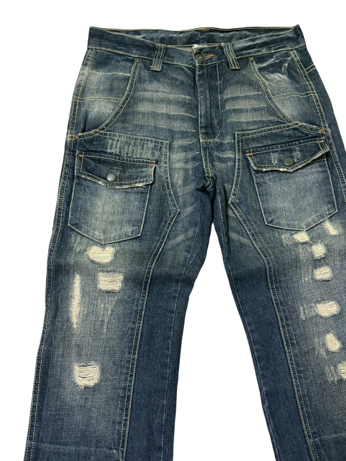 Japanese Brand Double Knee Multipocket Free Gate Distressed Denim Size US 29 - 4 Thumbnail