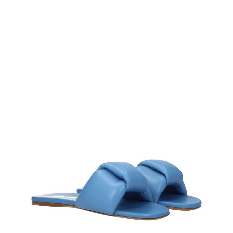 Miu Miu ob1o1e1124 Leather Slippers in Blue Size US 6.5 / IT 36.5 - 2 Thumbnail