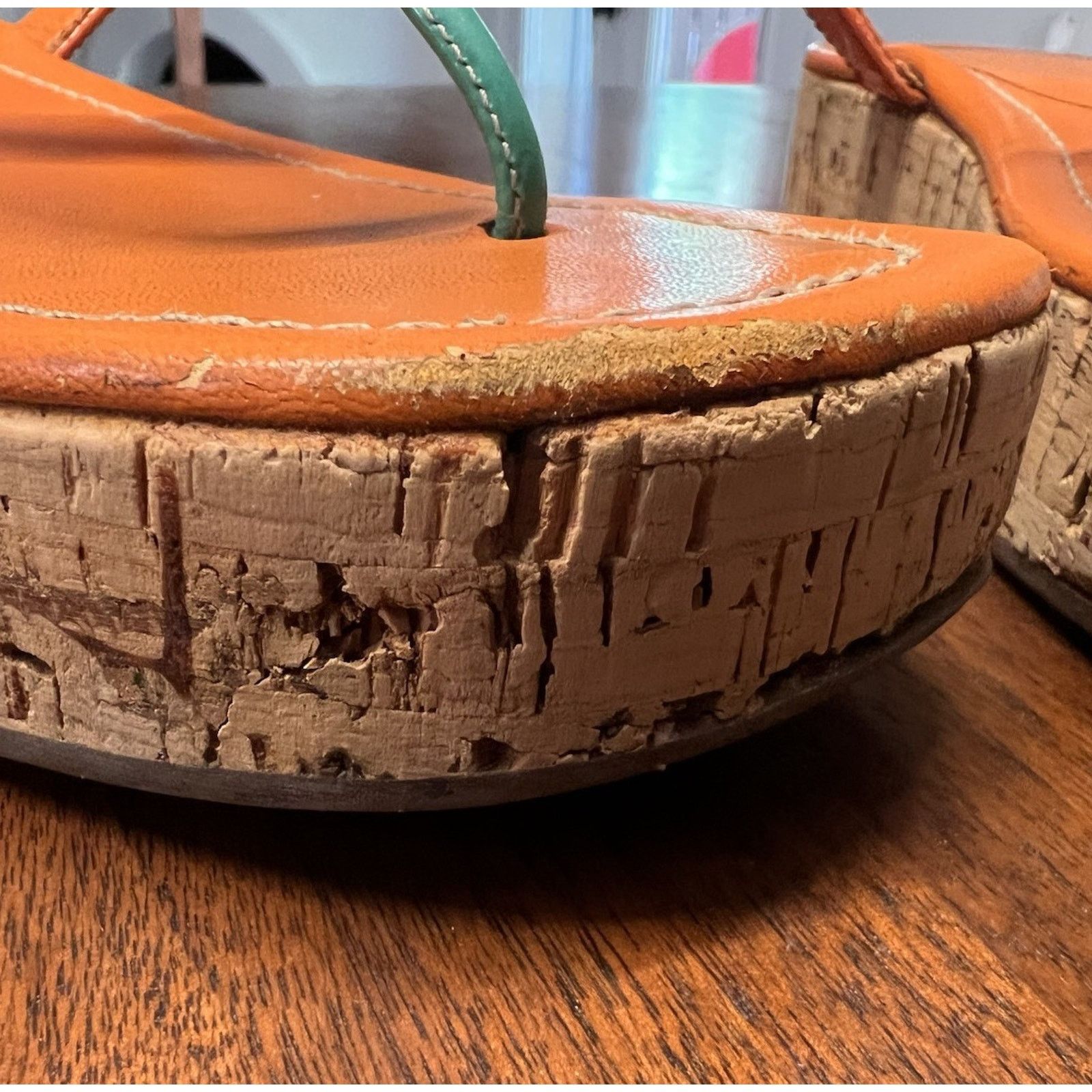 Miu Miu Miu Miu Orange / Teal 2” Cork Wedge Sz 5.5 Ankle Buckle Size US 5.5 / IT 35.5 - 16 Thumbnail