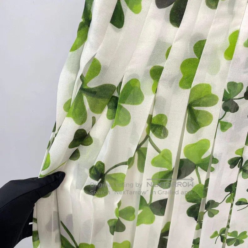 Loewe Loewe Green Chiffon Floral Dress Size 24" / US 00 / IT 34 - 7 Thumbnail