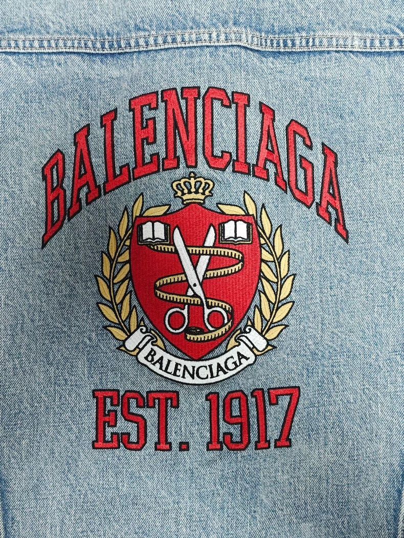 Balenciaga Balenciaga Scissors Pattern Logo Embroidered Collar Denim C Size US L / EU 52-54 / 3 - 3 Thumbnail