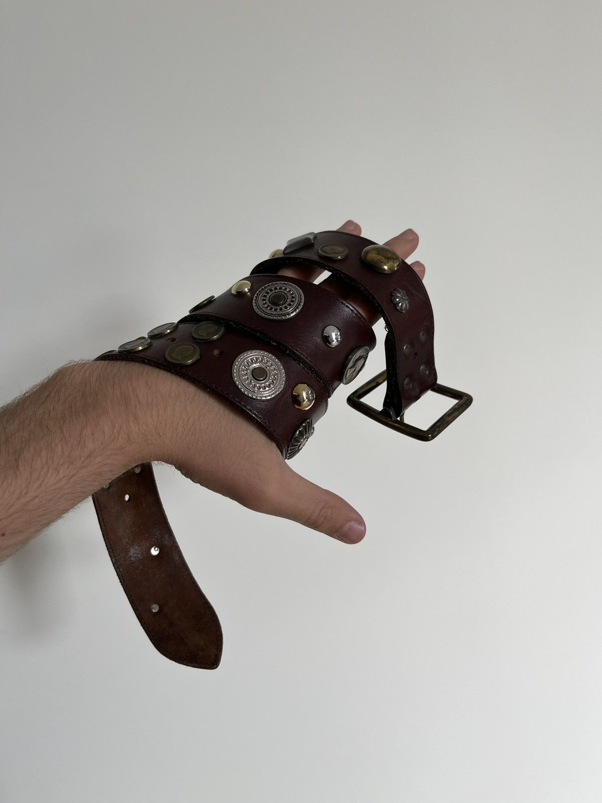 Cowboy Equipment Avant Garde Coins and Badges Leather Belt Size ONE SIZE - 10 Thumbnail