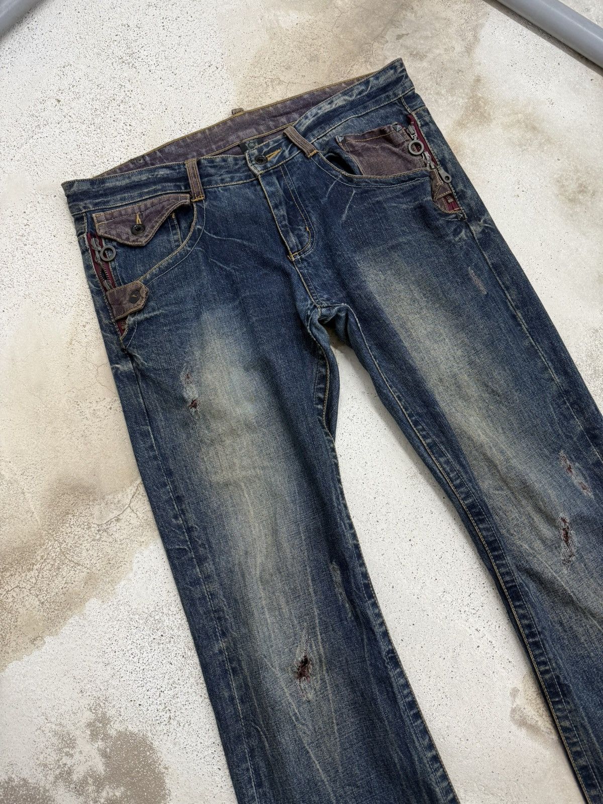 semanticdesign Semanticdesign Japanese Mudwash Studded Flare Denim Pants Size US 35 - 3 Thumbnail