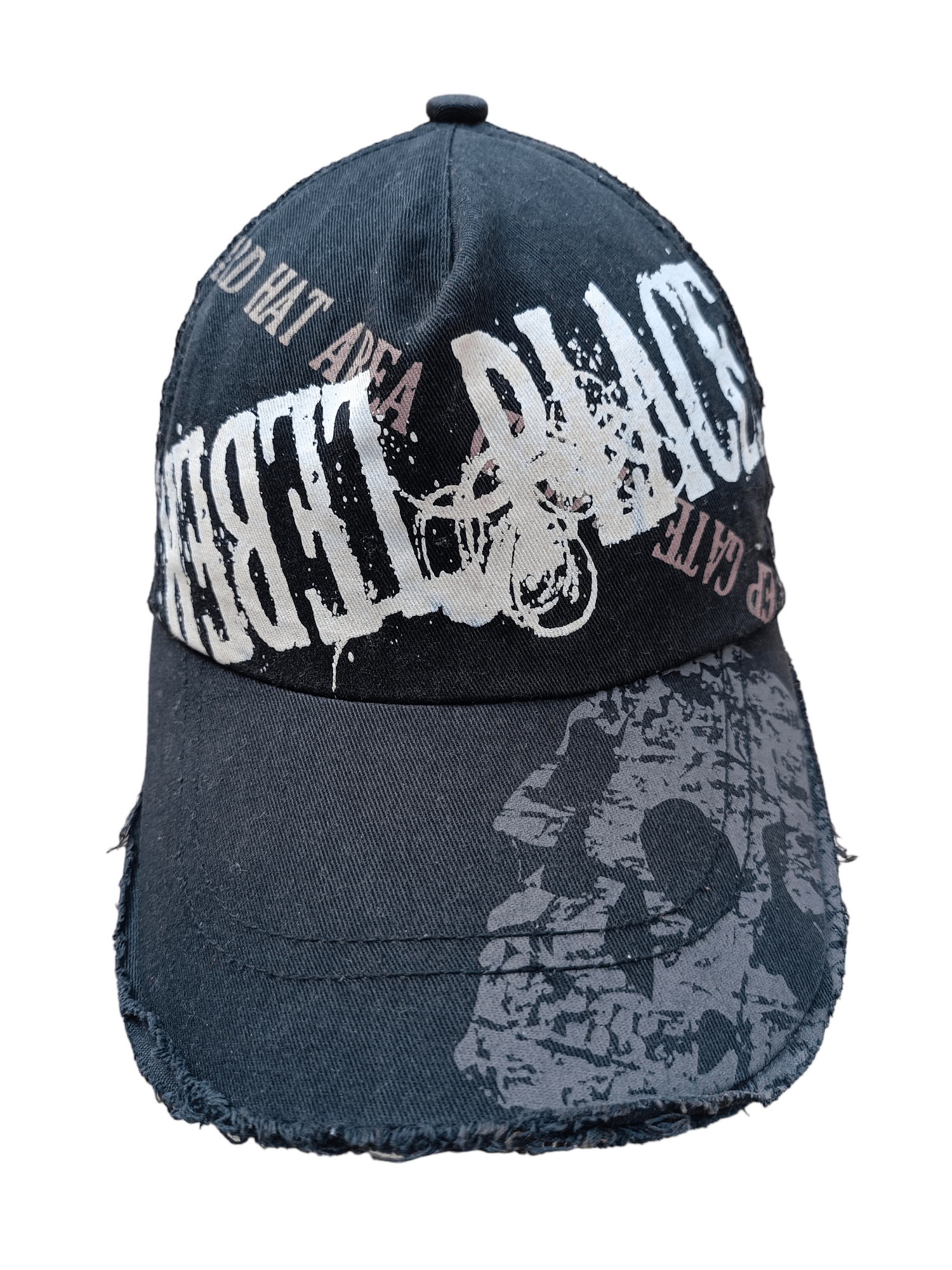 image of Vintage Castano Skull Distressed Trucker Cap Japan Style in Black, Men's