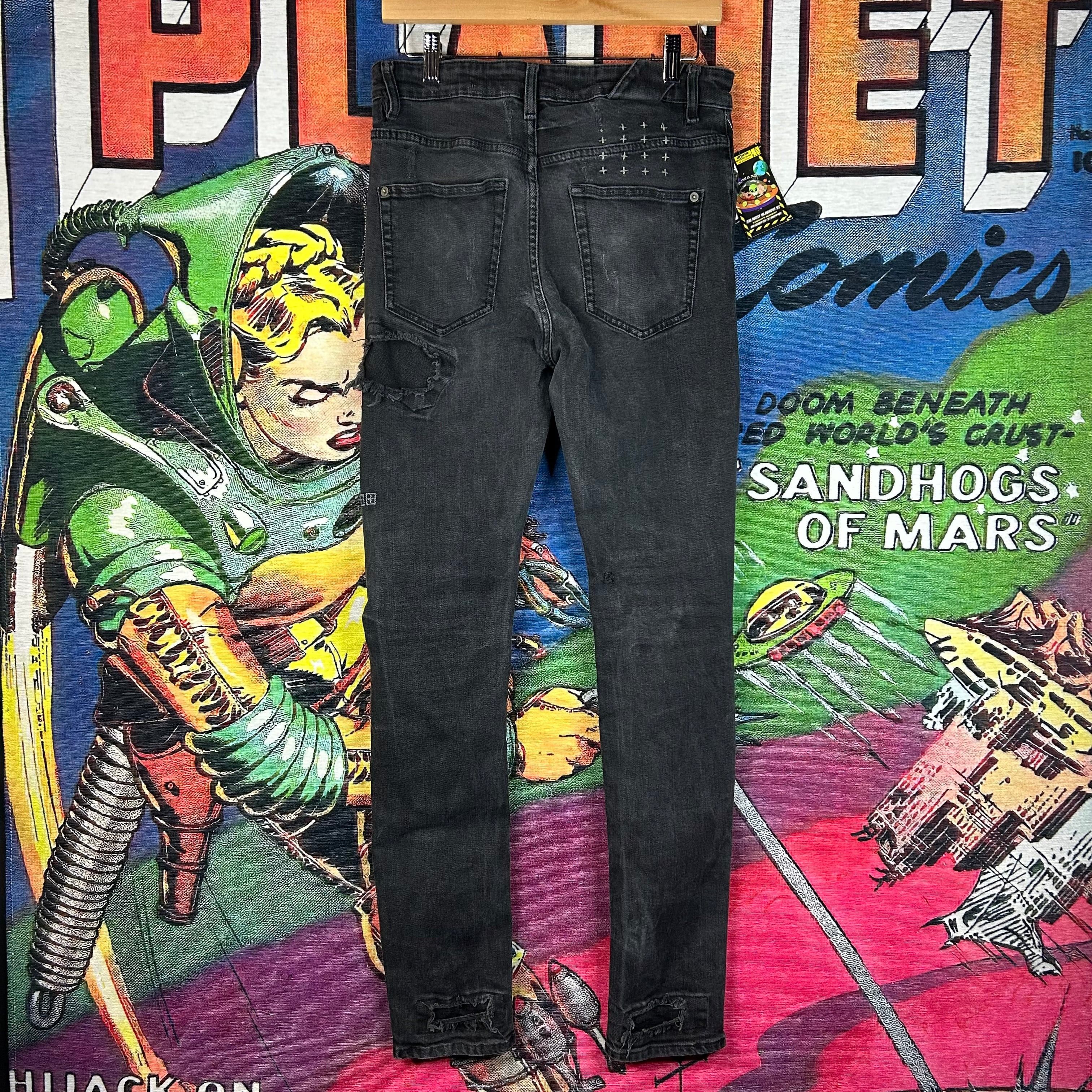 Ksubi Ksubi Jeans KM82 Stretch Faded Black button Fly Distressed Size US 34 / EU 50 - 2 Thumbnail
