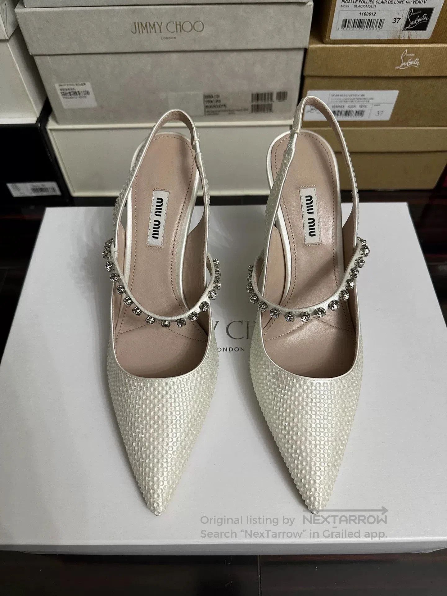 Miu Miu MiuMiu 2022 Pointed Toe Crystal Heels. Size US 7 / IT 37 - 1 Thumbnail