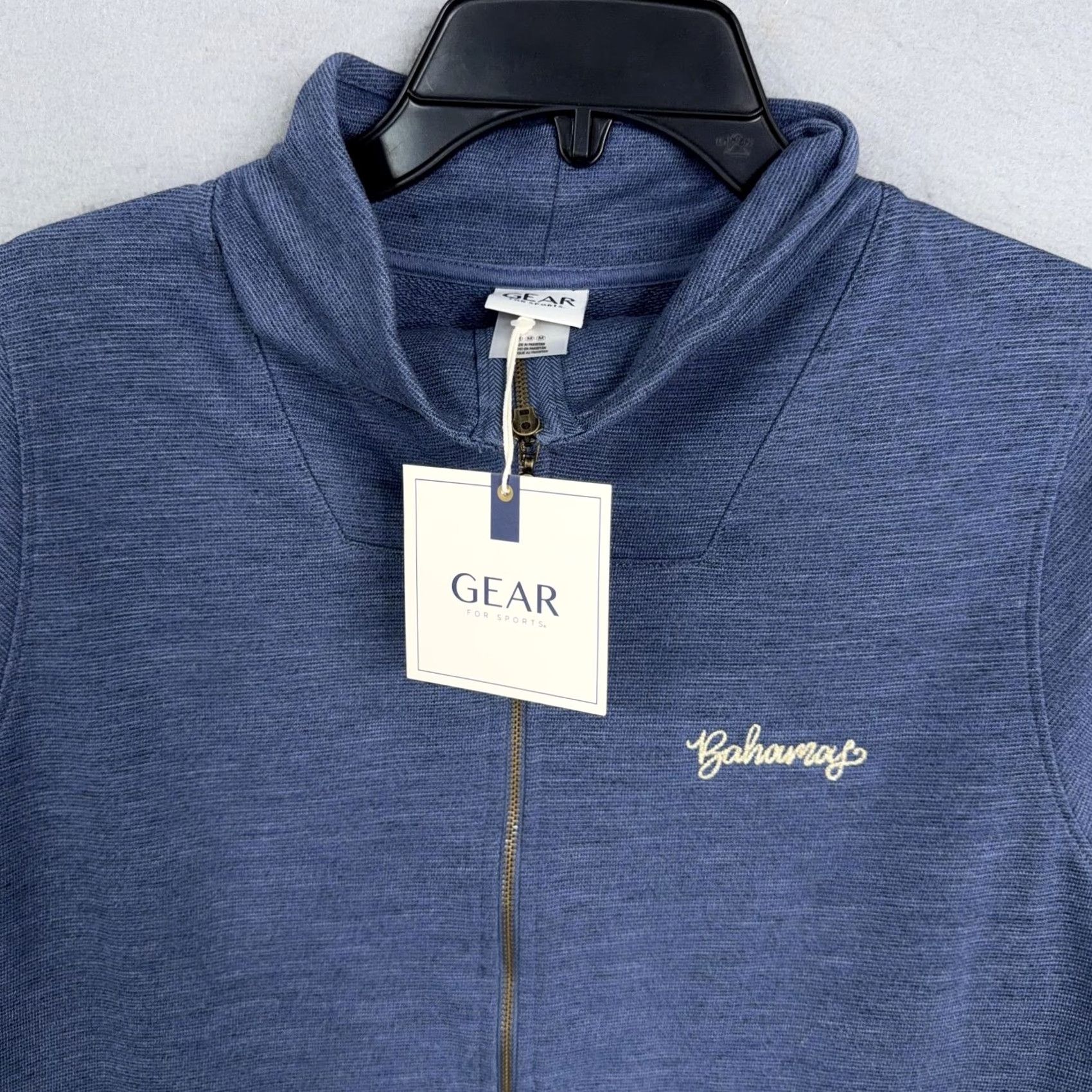 Vintage GEAR FOR SPORTS Jacket Womens Medium Blue Knit Full Zip Mock Neck Bahamas Travel Size M / US 6-8 / IT 42-44 - 2 Thumbnail