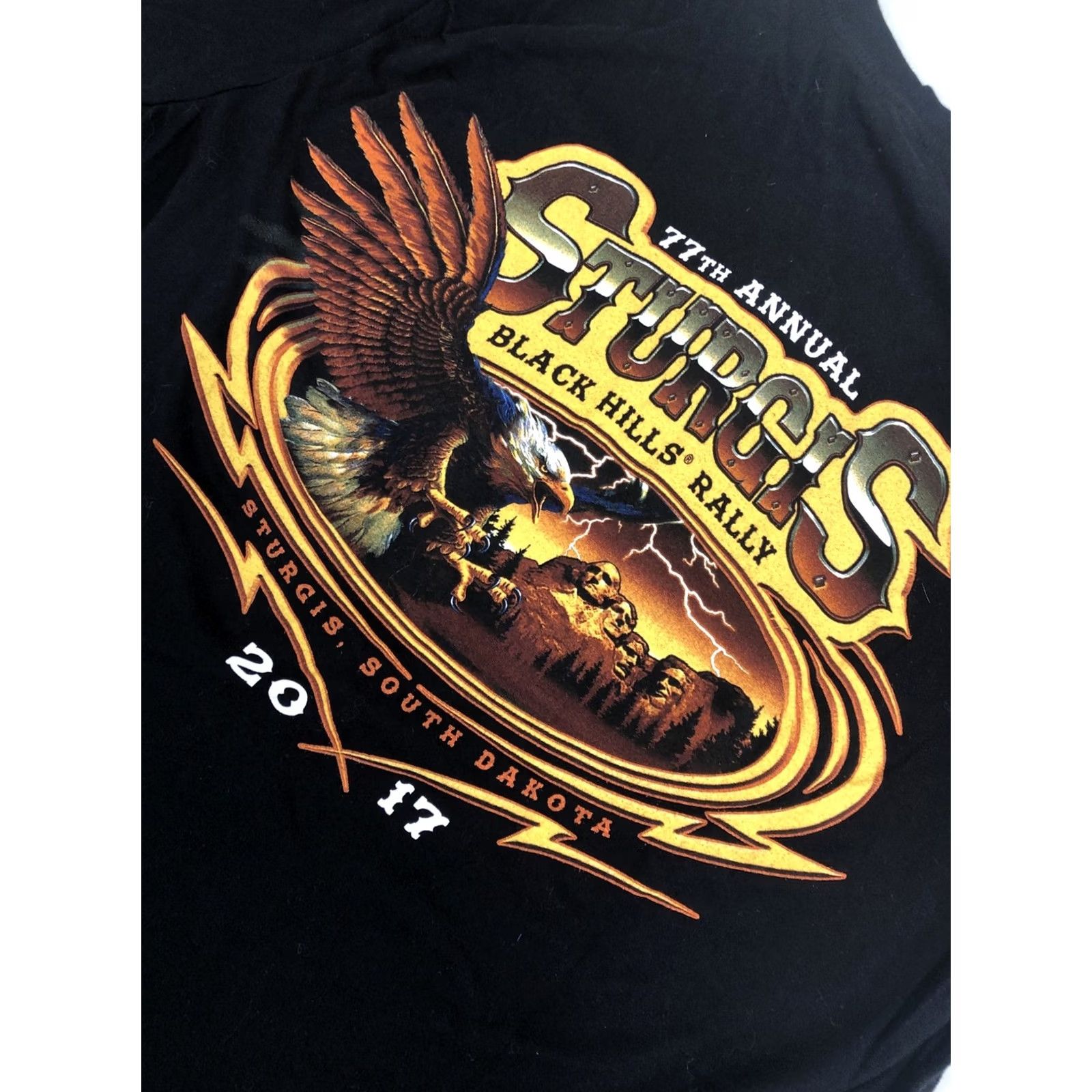 Vintage Sturgis 2017 T-shirt Black Hills Rally Eagle Mount Rushmore USA American Motorcycle Shirt M Men Size US M / EU 48-50 / 2 - 2 Thumbnail