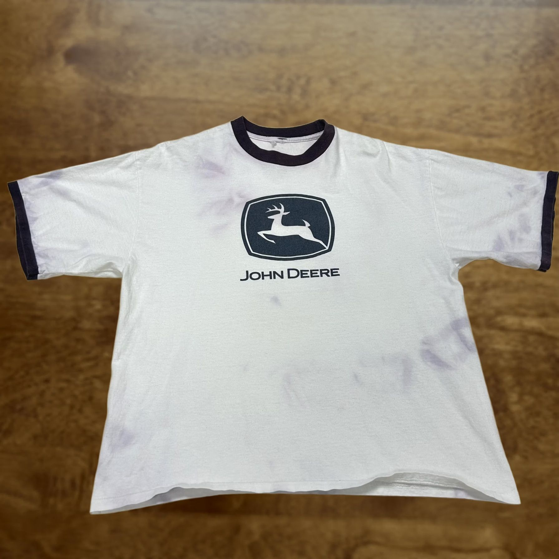 John Deere VINTAGE John Deere Shirt Mens Large White Ringer Logo Farm Graphic Tee T-Shirt Size US L / EU 52-54 / 3 - 1 Thumbnail