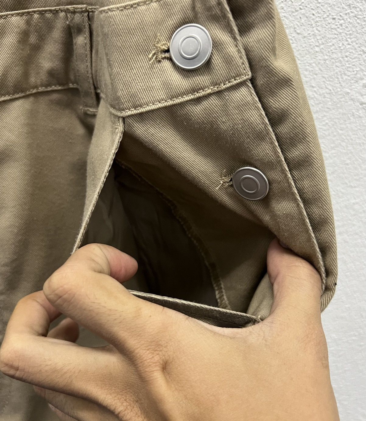Japanese Brand × Vintage WEGO Khaki Overalls with Brown Straps – Unisex Size F Size US 34 / EU 50 - 9 Thumbnail