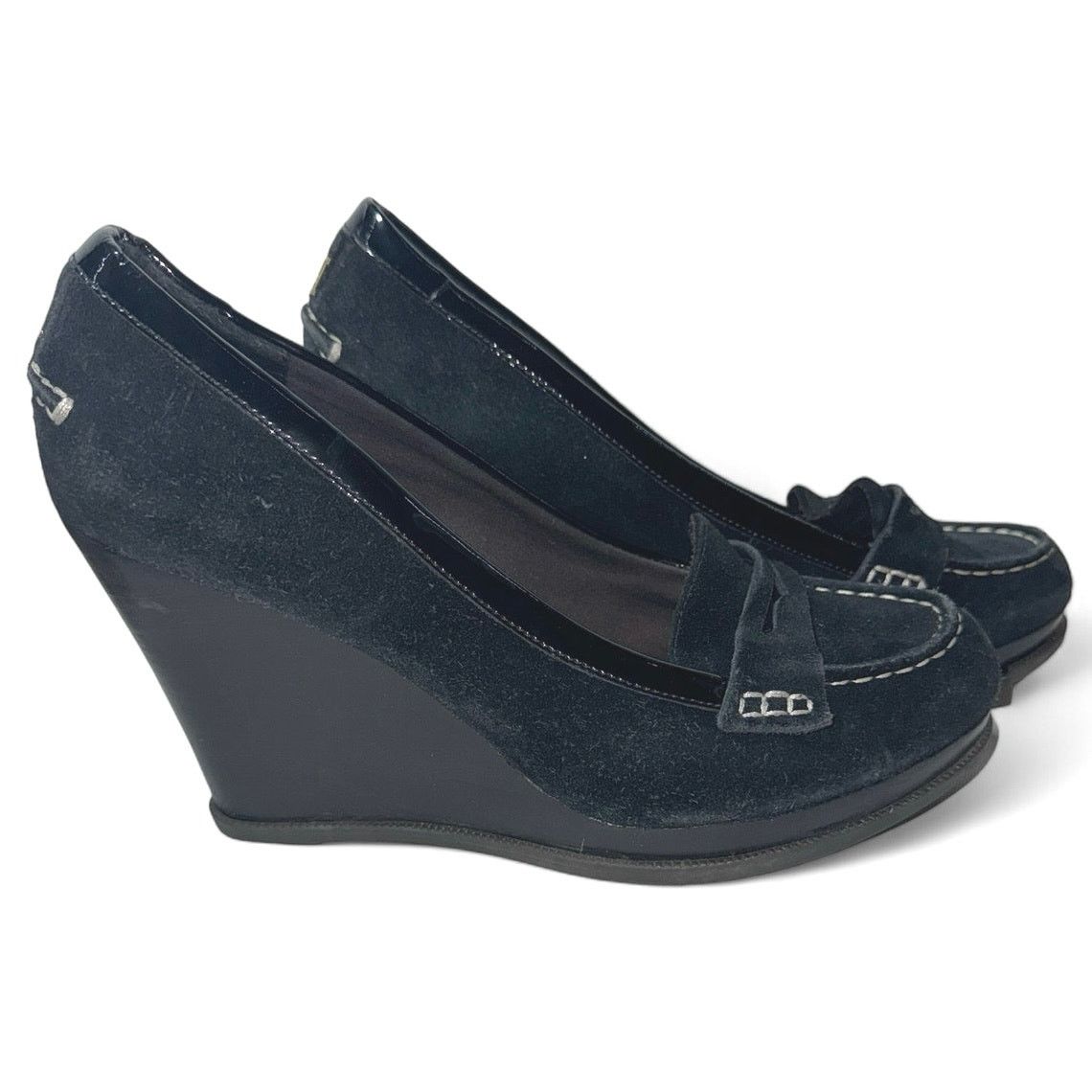 Sperry Sperry Black Suede Patent Leather Wedge Heels Women sz 8.5 Size US 8.5 / IT 38.5 - 3 Thumbnail