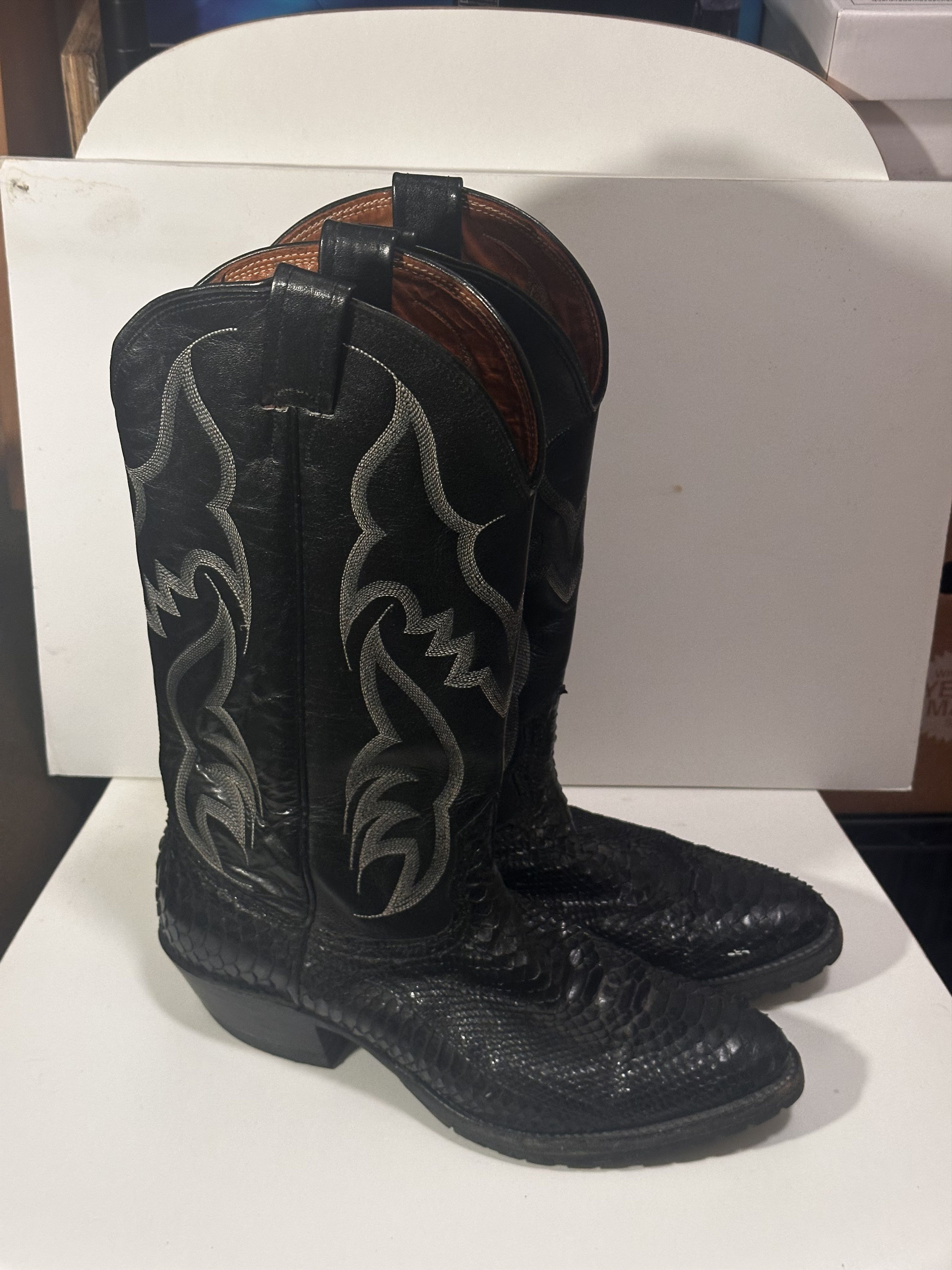Nocona Boots Vintage Python Snakeskin Cowboy Boots Size US 7.5 / EU 40-41 - 4 Thumbnail