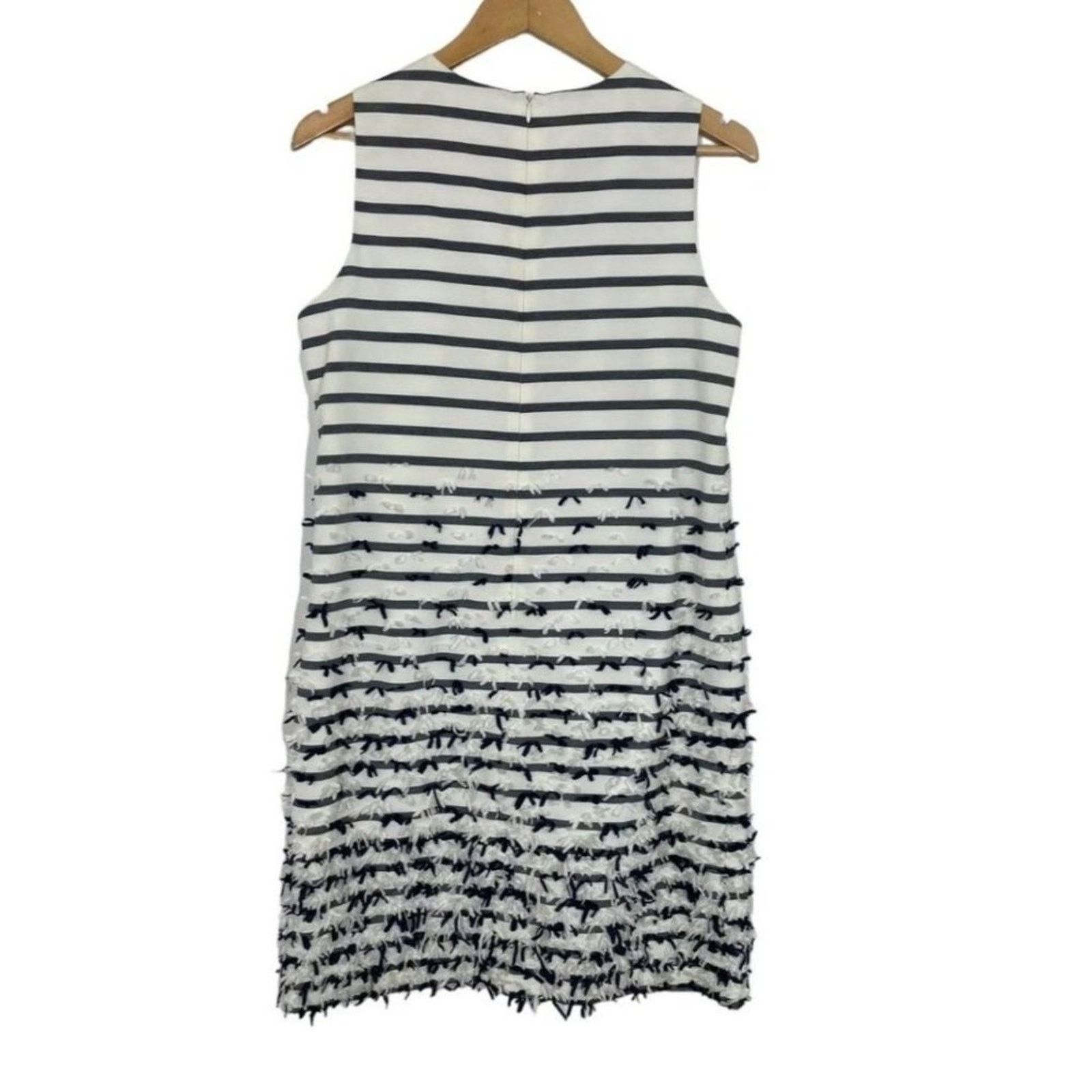 J.McLaughlin J. McLaughlin Jane Dress 10 White Navy Striped Bows Size L / US 10 / IT 46 - 4 Thumbnail