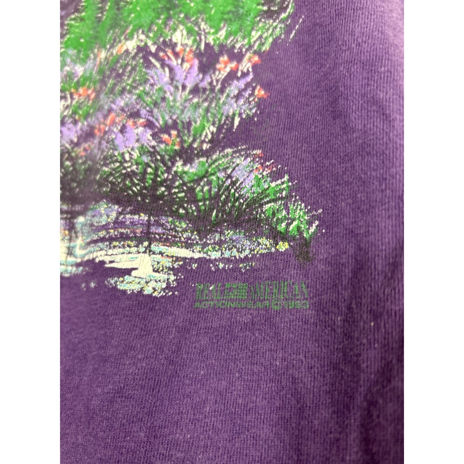 Hanes VINTAGE Hanes Mountain Spirit Utah Landscape 1993 Tee T-Shirt Women L Purple 1990s Cotton Nature Shirt Size L / US 10 / IT 46 - 3 Thumbnail