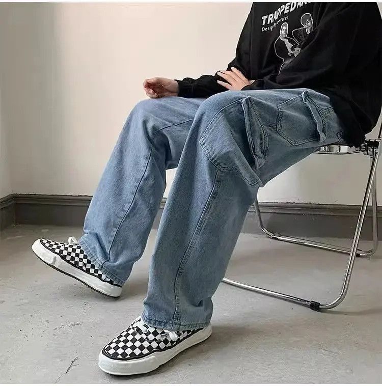 Japanese Brand Retro Straight Loose Multi Pocket Jeans Size US 34 / EU 50 - 4 Thumbnail