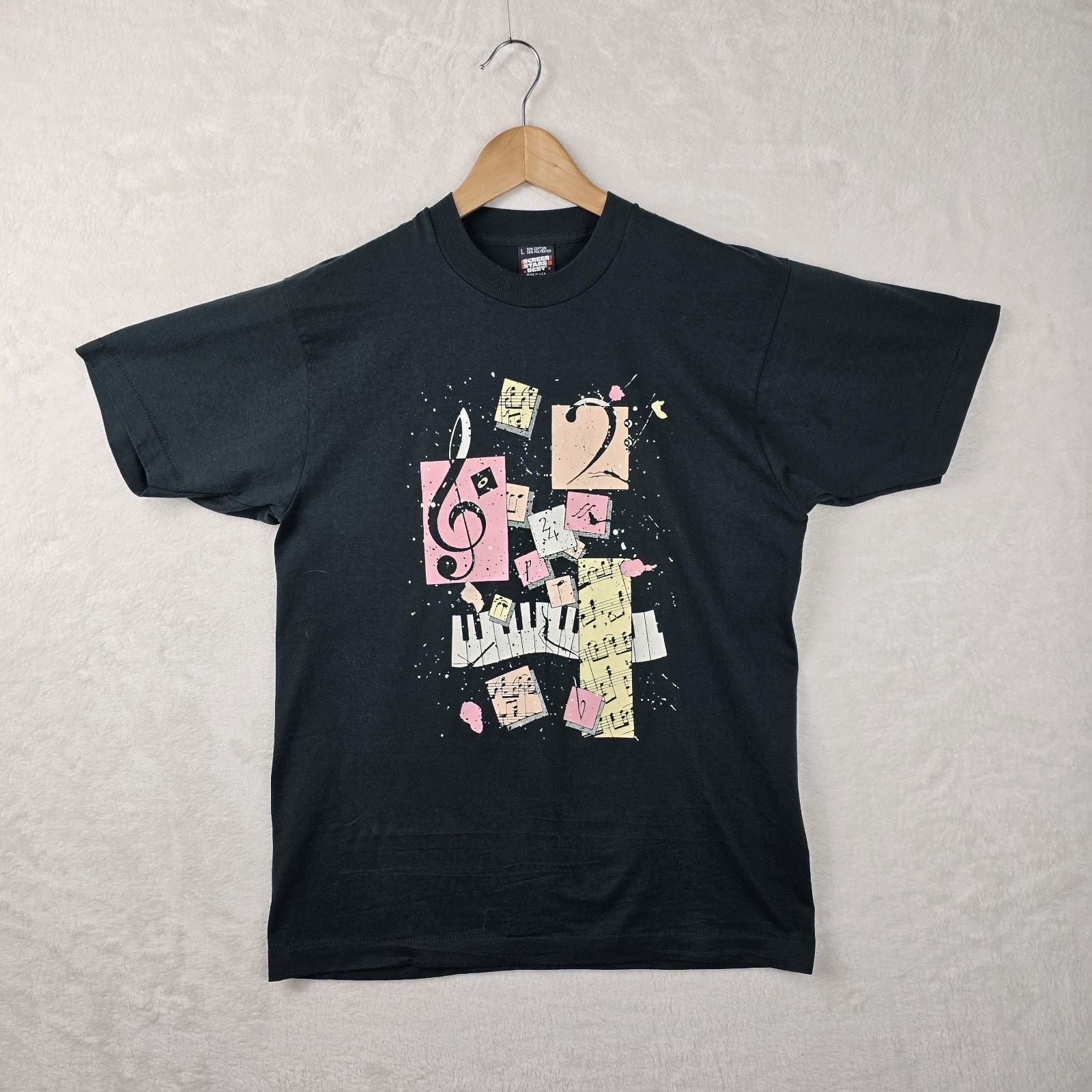 Other Vintage Piano Keys Music Notes Mens Shirt Large 90s Size US M / EU 48-50 / 2 - 2 Thumbnail